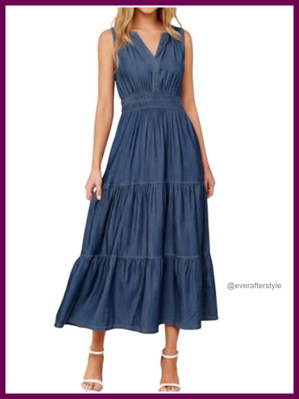 BerryGo Lyocell Denim Maxi Dress Sleeveless A-Line Cowgirl Summer